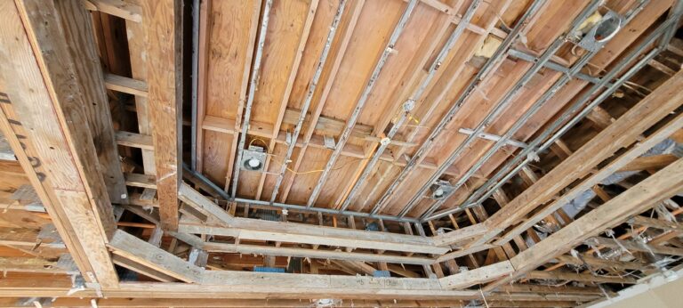 Water damage to ceiling after hurricane ian