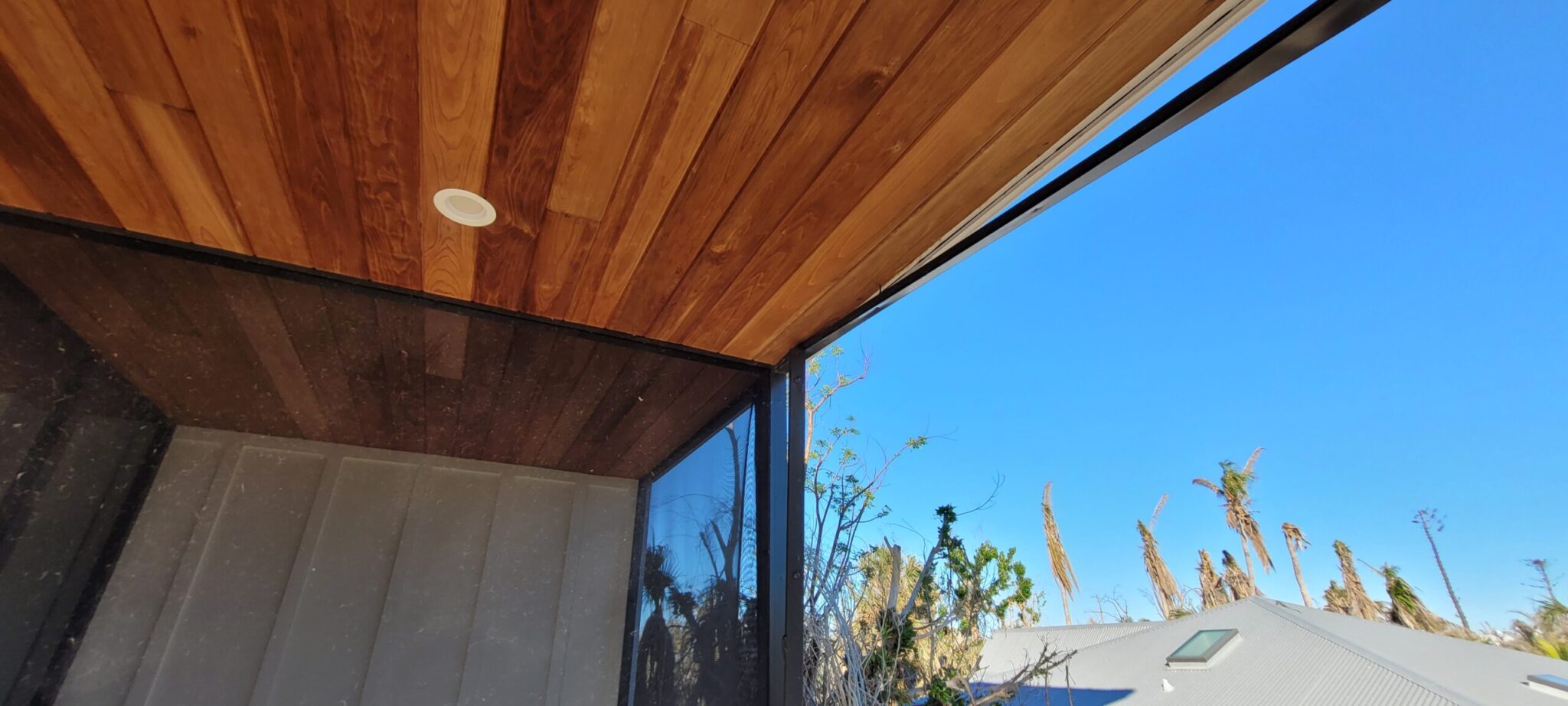 Screen patio and wood ceiling damage